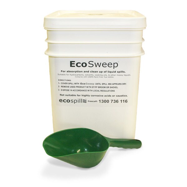 SAB10 EcoSweep Bioactive Absorbent 10kg Bucket with Scoop | EcoSweep Absorbent | fuel and oil spill clean up | hydrocarbon spill absorbent | premium absorbent | not kitty litter | best absorbent for